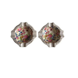 Hand-Painted Vintage Floral Porcelain Jewelry Dish, Made in Japan